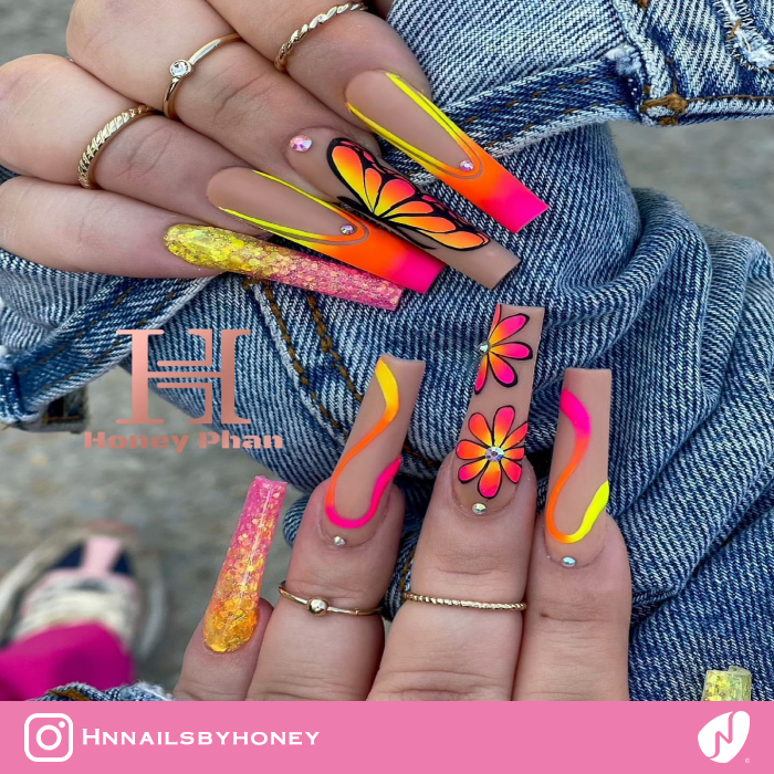 Neon Pigments Summer Nails